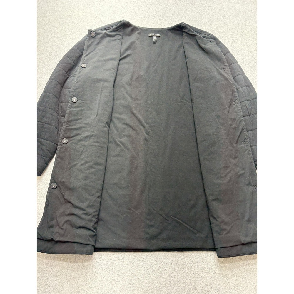 Eileen Fisher Coat Womens Petite Small Black Quilted Organic Cotton Pockets - Picture 13 of 16
